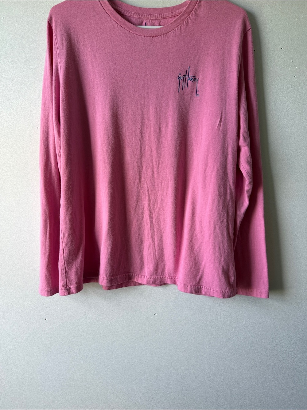 Guy Harvey Long-Sleeve Tee in Pink with Chest Logo SZ L